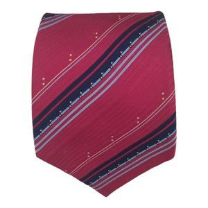 LANVIN Red Striped Silk Tie FRANCE 56"/ 3.2" EC